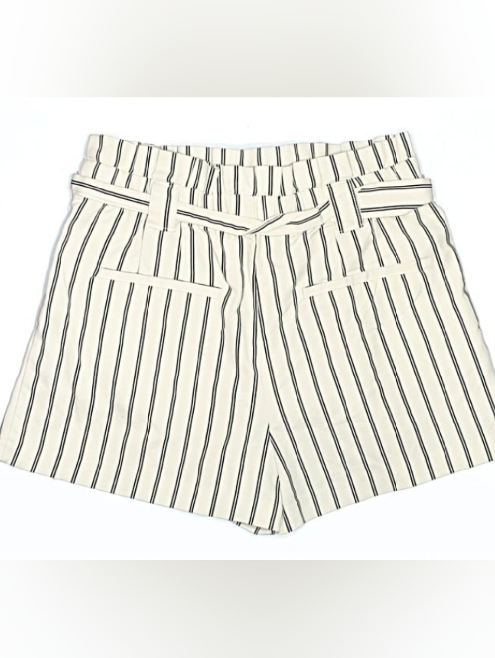 ZARA Cream Shorts with Black Vertical Stripes and Tie Waist L - Picture 2 of 3